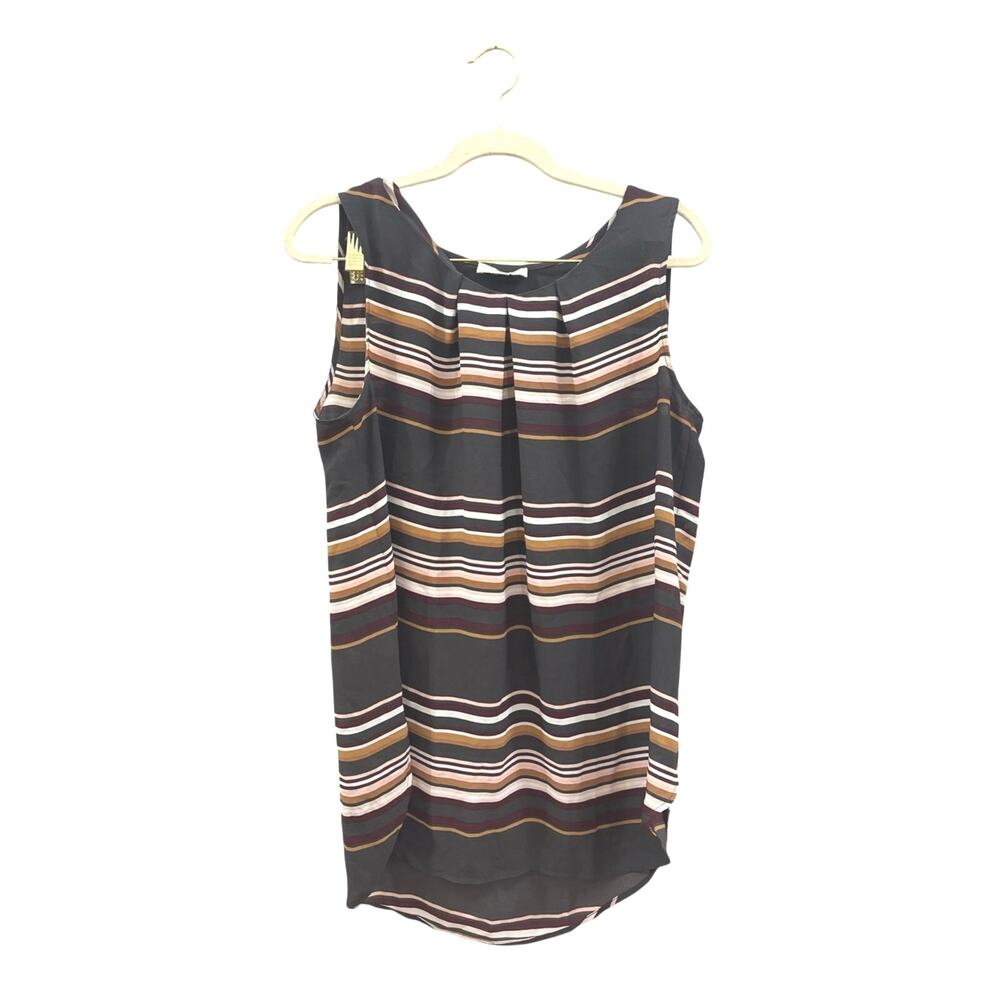 LOFT Striped Sleeveless Top in Black, Brown, Cream, and Pink